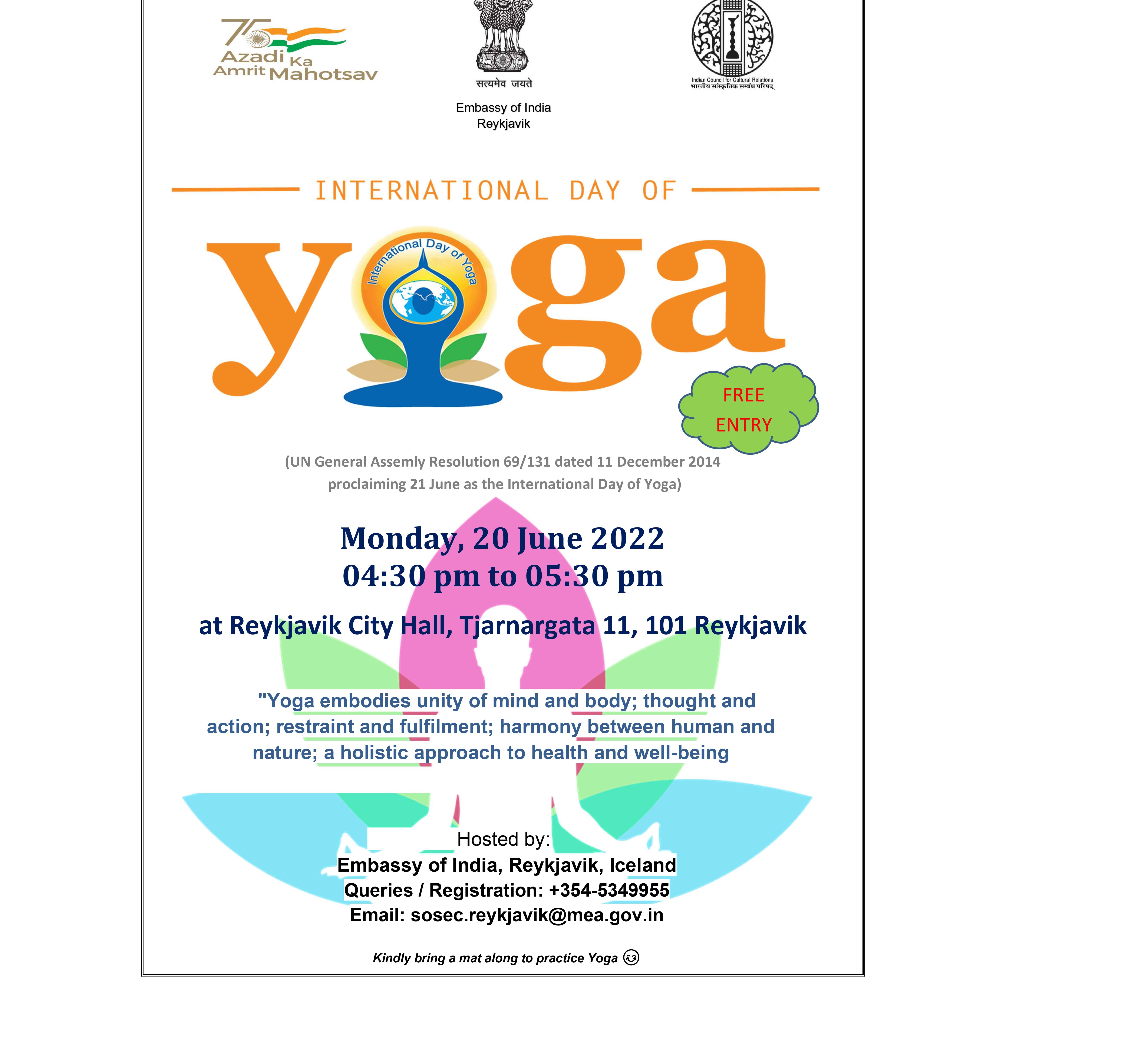 International Day of Yoga 2022 - Invitation 